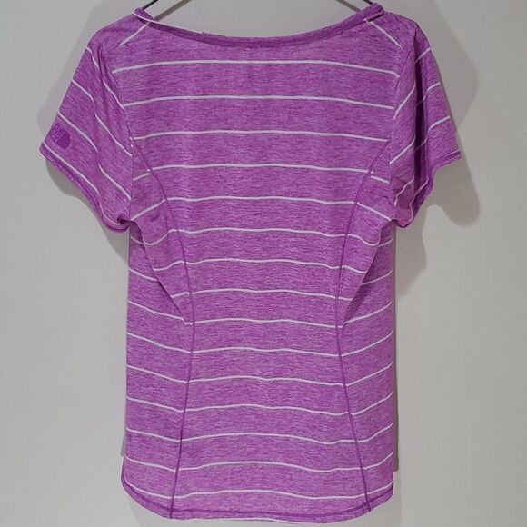 the North Face medium purple and white striped athletic short sleeve - Picture 4 of 8